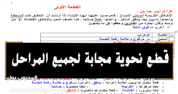 قطع نحوية مجابة كاملة مع أسئلة استخرج من القطعة وصوب الخطأ doc 