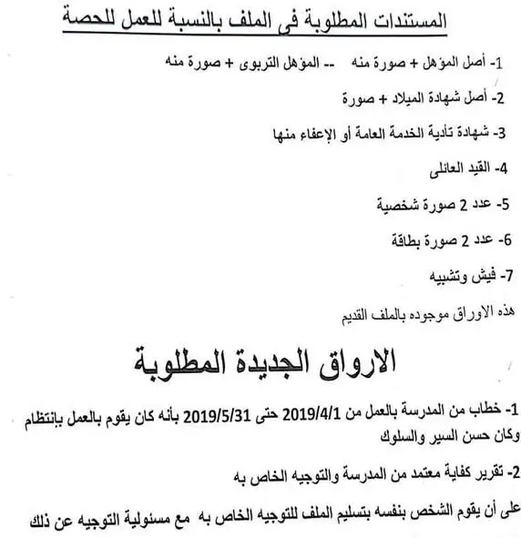 وشروط التقديم للعمل بالحصة وشروط التقديم للعمل بالحصة