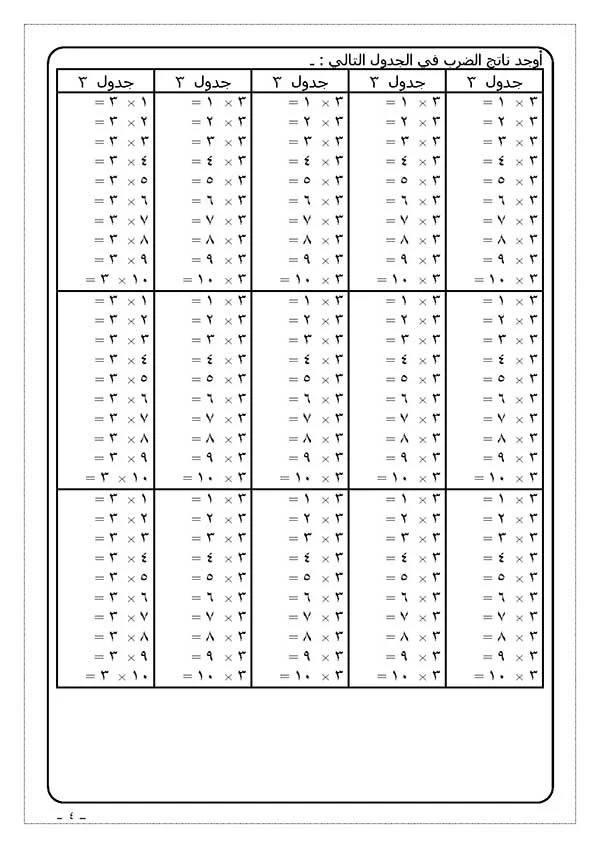 تمارين جدول الضرب pdf  تمارين جدول الضرب doc  اختبار جدول الضرب 2  امتحان جدول الضرب للصف الثالث  اختبار جدول الضرب إلكتروني  اوراق عمل جدول الضرب للصف الثالث  نماذج اختبار جدول الضرب