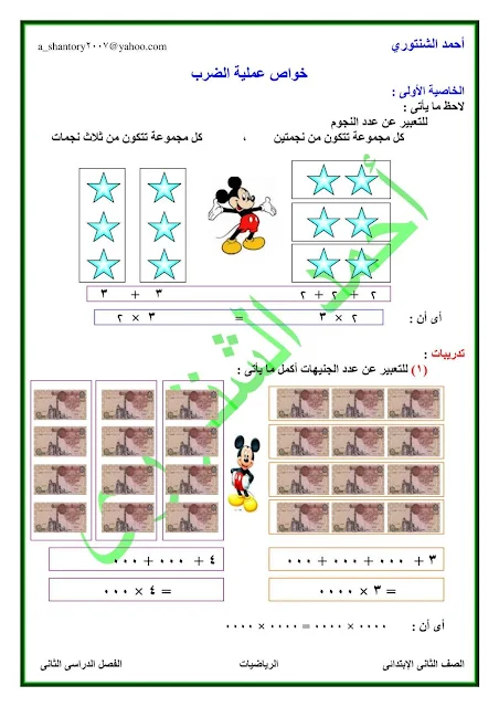 شرح خواص عملية الضرب الصف الثاني الأبتدائي 2018