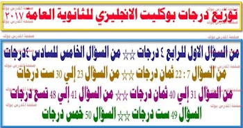 توزيع درجات بوكليت اللغة الانجليزية لامتحان الثانوية العامة 2021