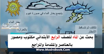 بحث عن الماء للصف الرابع الأبتدائي كامل بالعناصر والمراجع والمصادر 