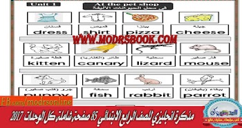 مذكرة انجليزي للصف الرابع الابتدائي بها 85 صفحة شاملة كل الوحدات 