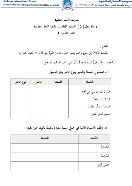 مبتدا  المبتدأ والخبر  المبتدأ والخبر pdf  العبر وديوان المبتدأ والخبر تعريف الخبر أنواع المبتدأ  انواع المبتدأ 	 إعراب الخبر  تعريف المبتدأ ورقة عمل المبتدأ والخبر للصف الخامس  درس نموذجي المبتدأ والخبر للصف الرابع  حل تمارين المبتدأ والخبر للصف الرابع  المبتدأ والخبر PDF  ورقة عمل المبتدأ والخبر أول متوسط