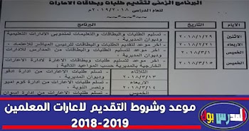 موعد تقديم الأوراق لاعارات 2018-2019 وشروط التقديم