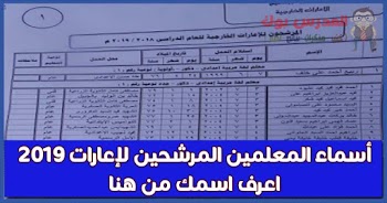 أسماء المعلمين المرشحين للإعارات الخارجية 2019 من قسم الاعارات الخارجية