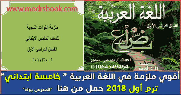 أقوي مذكرة لغة عربية ونحو للصف الخامس الأبتدائي أسئلة وشرح وتدريبات لكل دروس المنهج للعام الدراسي 2017-2018 حمل من هنا 