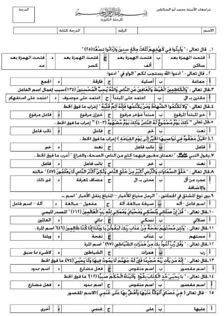 250 سؤال بالاجابات نحو للصف الثالث الثانوي PDF PDF