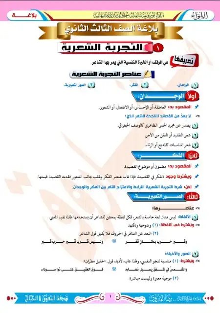 البلاغة في 4 ورقات للصف الثالث الثانوي مستر رضا الفاروق PDF