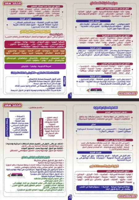 مراجعة ليلة امتحان الجغرافيا للصف الثالث الثانوي مستر محمد سعد PDF