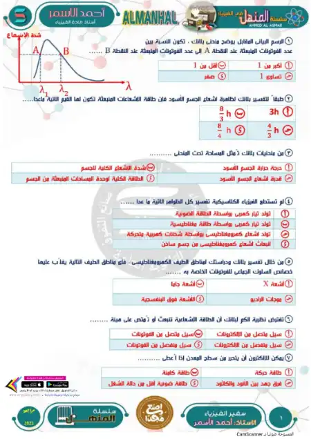 مراجعة المنهل في الفيزياء الحديثة تالتة ثانوي بالاجابات - اعداد مستر احمد الاسمر PDF