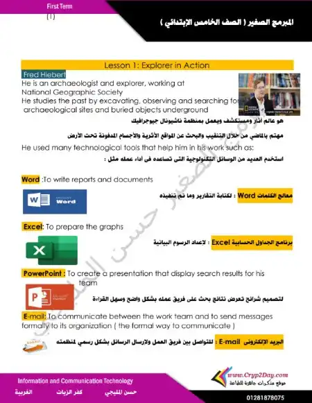أجمل مذكرة ict للصف الخامس الابتدائي الترم الاول 2024 / 2025 PDF PDF