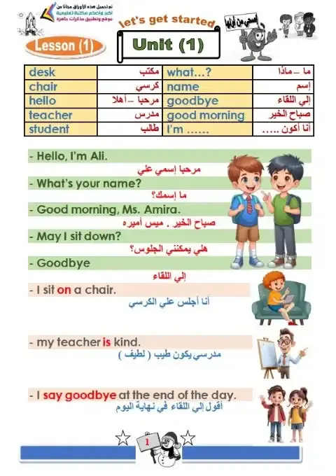 ملخص اللغة الانجليزية للصف الثاني الابتدائي الترم الاول PDF PDF