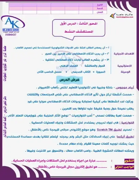 دفتر تحضير التكنولوجيا للصف السادس الابتدائي الترم الثاني 2025 PDF PDF