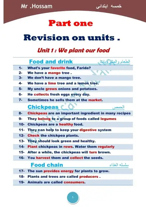 مراجعة Connect 5 للصف الخامس الابتدائي الترم الاول PDF PDF