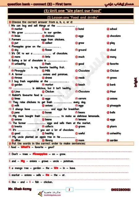 بالاجابات مراجعة لغة انجليزية للصف الخامس الابتدائي ترم اول 2025 PDF PDF