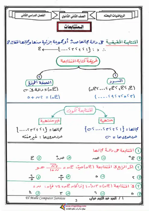 مذكرة الرياضيات البحتة للصف الثاني الثانوي الترم الثاني PDF PDF