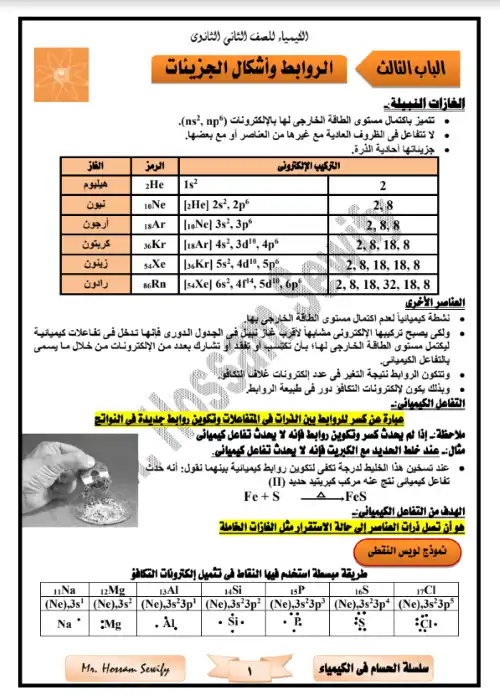 مذكرة الكيمياء للصف الثاني الثانوي الترم الثاني PDF PDF