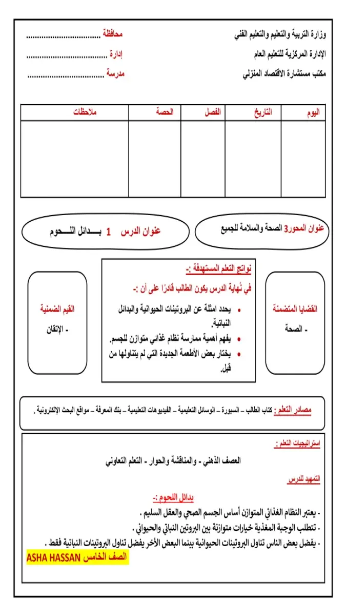 دفتر تحضير المهارات المهنية للصف الخامس الابتدائي الترم الثاني PDF 2026 PDF