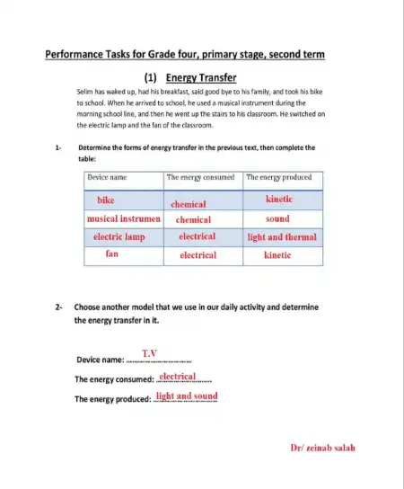 المهام الادائية ساينس للصف الرابع الابتدائي الترم الثاني 2023 بالاجابات PDF