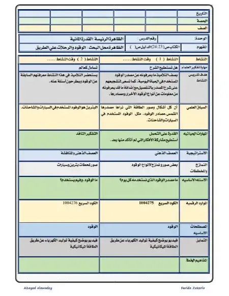 دفتر تحضير العلوم للصف الرابع الابتدائي الترم الثاني 2025 / 2024 PDF PDF