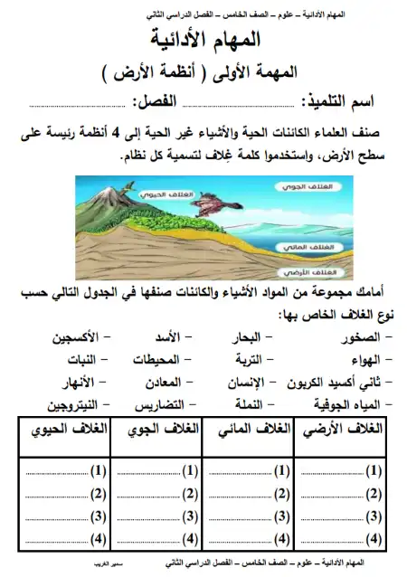 المهام الادائية للصف الخامس الابتدائي علوم الترم الثاني 2023 بالاجابات مستر سمير الغريب PDF