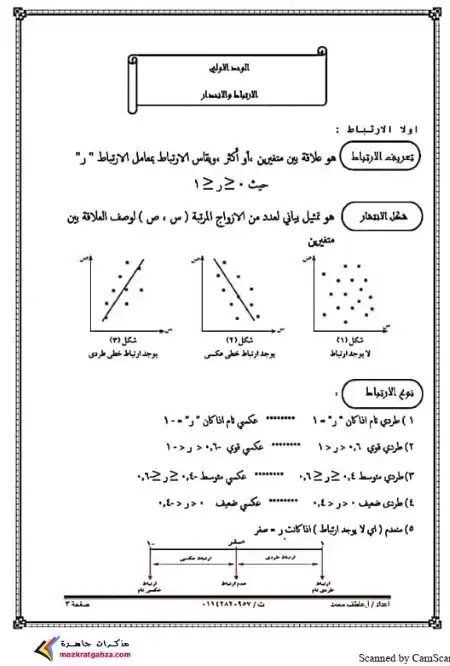 مذكرة الاحصاء للصف الثالث الثانوي 2024 PDF مستر عاطف محمد PDF