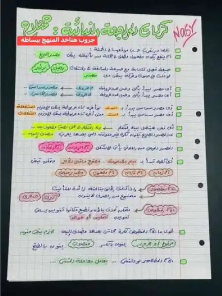 تركات المراجعة النهائية في اللغة العربية للصف الثالث الثانوي بخط اليد PDF PDF