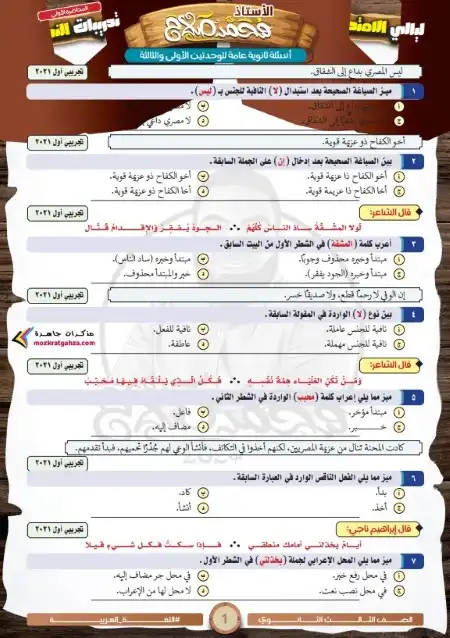 اهم اسئلة النحو مستر محمد صلاح 2024 للصف الثالث الثانوي PDF PDF