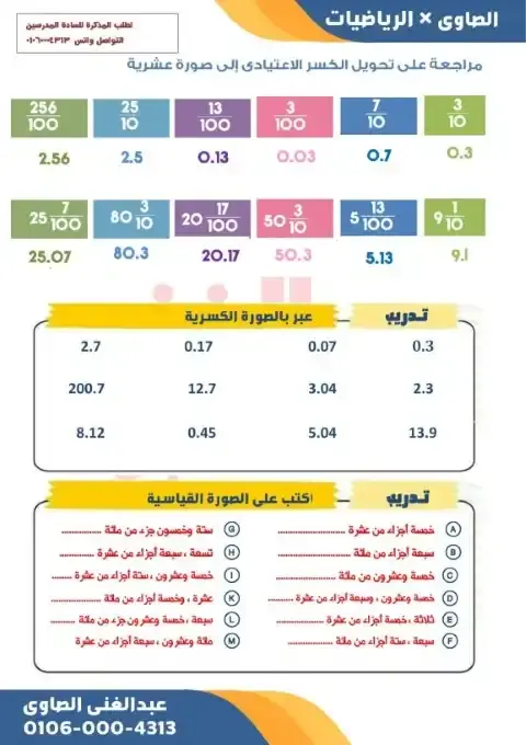 مذكرة الرياضيات للصف الخامس الابتدائي الترم الاول PDF PDF