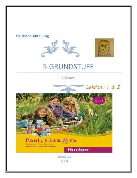 مذكرة اللغة الألمانية للصف الخامس الابتدائي ترم اول 2024 / 2025 PDF PDF