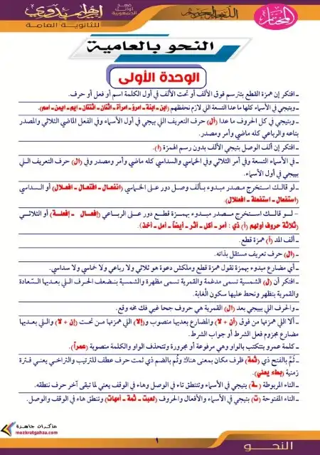مذكرة نحو بالعامية للصف الثالث الثانوي PDF مستر ابراهيم بدوي PDF