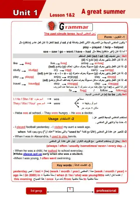 أقوى مذكرة جرامر للصف الاول الاعدادي ترم اول 2025 PDF PDF