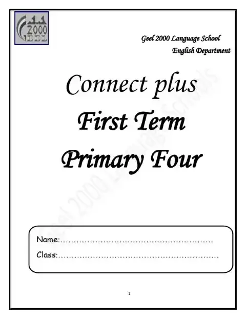 أفضل مذكرة Connect Plus 4 للصف الرابع الابتدائي الترم الاول PDF PDF