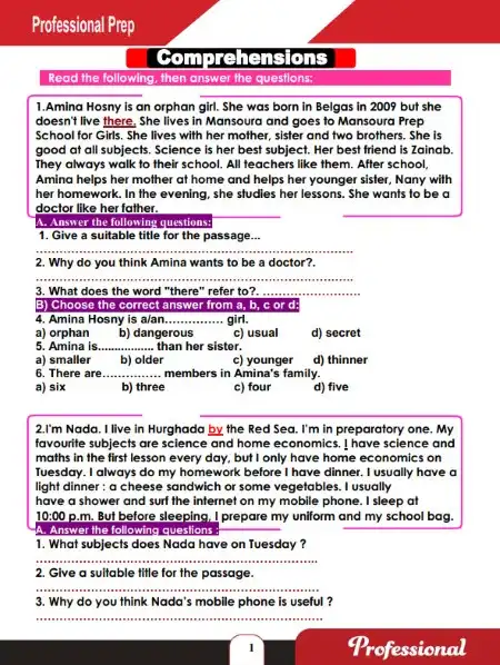 اسئلة قطع انجليزي للصف الثاني الاعدادي ترم اول 2024 / 2025 PDF PDF