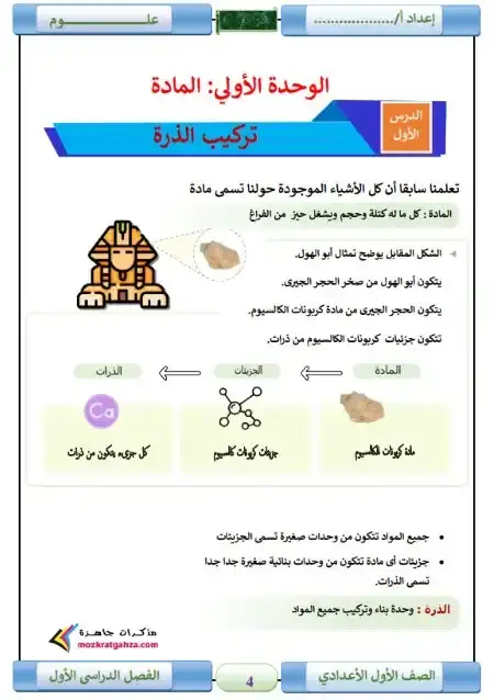 أفضل مذكرة علوم للصف الاول الاعدادي الترم الاول 2025 / 2026 PDF PDF