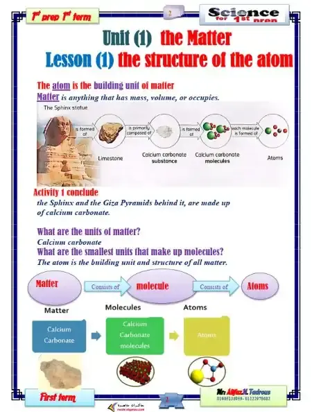 أحدث مذكرة Science للصف الاول الاعدادي الترم الاول PDF PDF