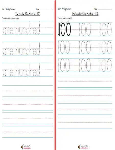 مذكرة تأسيس كتابة الارقام الانجليزية من 1 الى 100 للأطفال PDF PDF