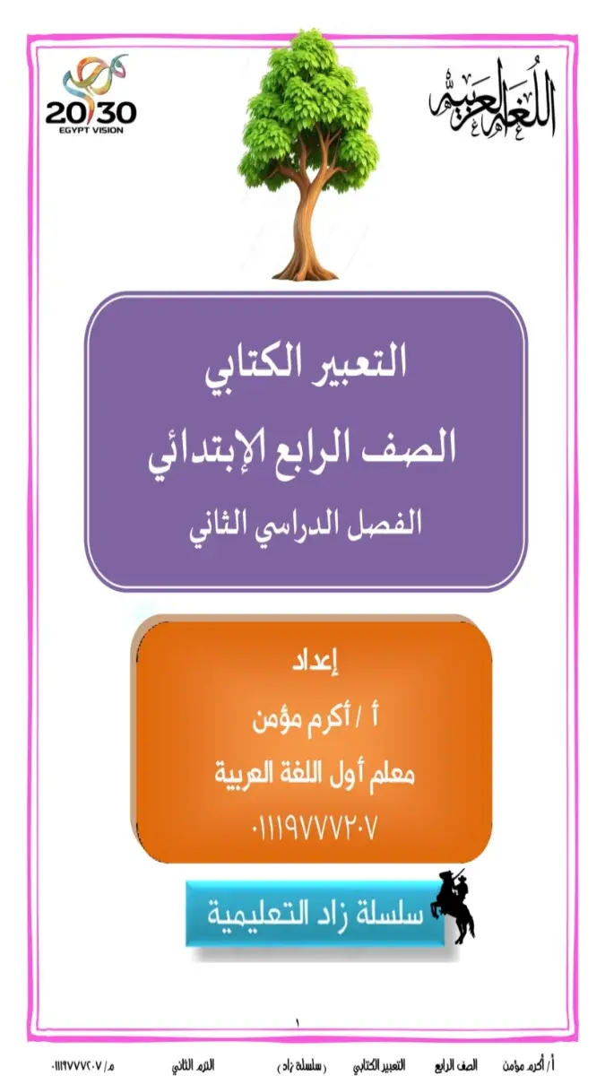 مذكرة تعبير للصف الرابع الابتدائي الترم الثاني 2026 PDF PDF