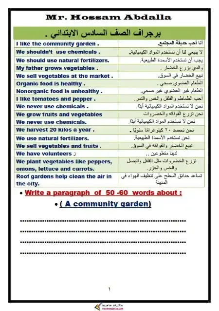 براجرافات لغة انجليزية للصف السادس الابتدائي ترم اول 2025 PDF PDF