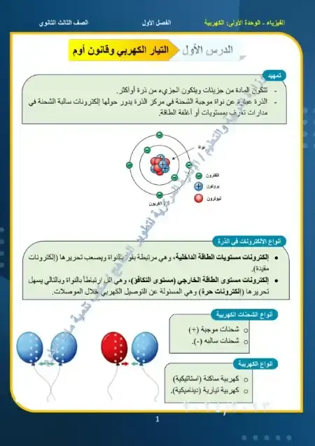 مراجعة التيار الكهربي وقانون أوم وقانوني كيرشوف للصف الثالث الثانوي PDF PDF