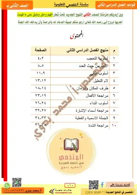 مذكرة المتخصص نحو للصف الثاني الابتدائي الترم الثاني 2025 / 2024 PDF PDF