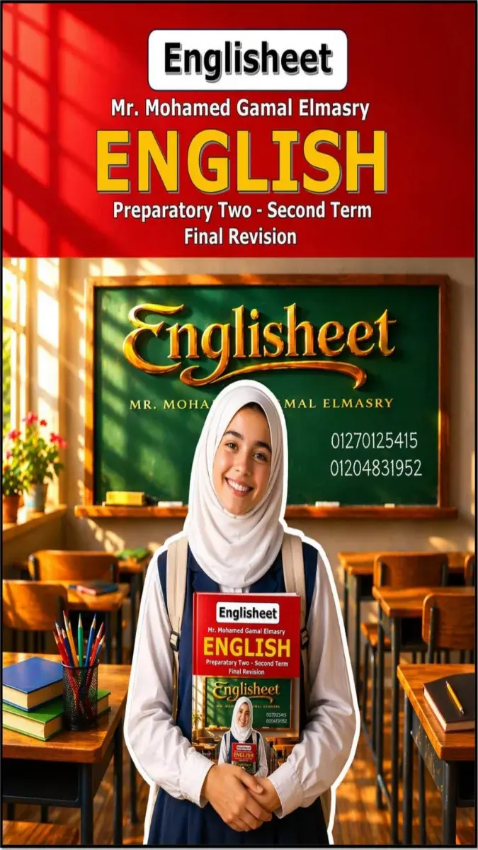 تحميل المراجعة النهائية انجليزي للصف الثاني الاعدادي الترم الثاني 2026 PDF بالاجابات PDF