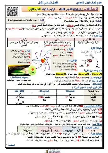 مذكرة شرح علوم للصف الاول الاعدادي الترم الاول PDF PDF