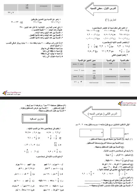 أسئلة رياضيات منهج قديم الصف السادس بدون اجابات PDF