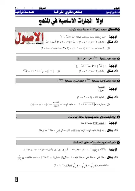 ملخص الهندسة الفراغية للصف الثالث الثانوي PDF PDF