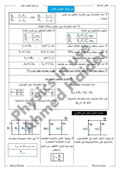 مراجعة نهائية مادة الفيزياء الصف الثالث الثانوي الترم الثاني PDF