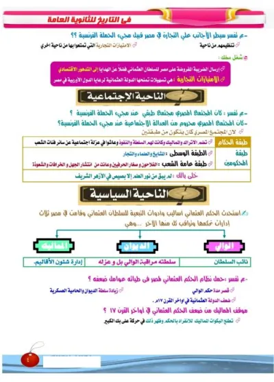 شرح أول 3 فصول تاريخ الصف الثالث الثانوي الترم الثاني PDF