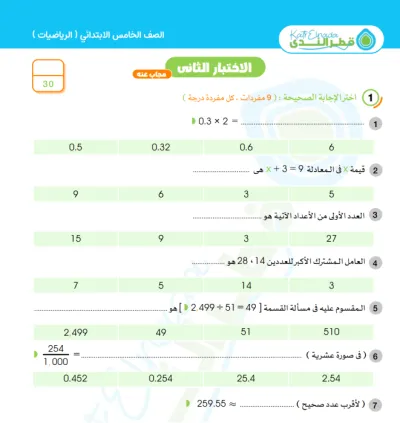 بالإجابات مراجعة قطر الندى في جميع مواد خامسة ابتدائي ترم أول 2025 PDF