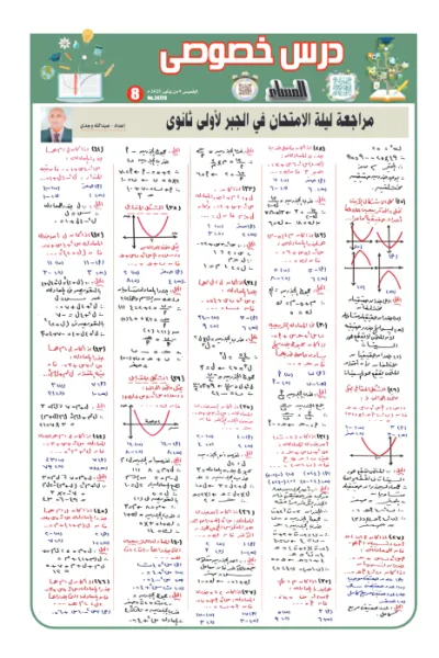 بالإجابات أهم اسئلة الجبر الهامة والمتوقعة لأولى ثانوي الترم الأول PDF